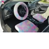 Colorful  Car Steering Wheel Covers Plush  Interior Accessories Girls Women