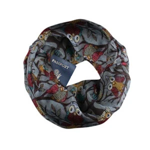 colorful printing multifunctional loop scarf with hidden zipper pocket