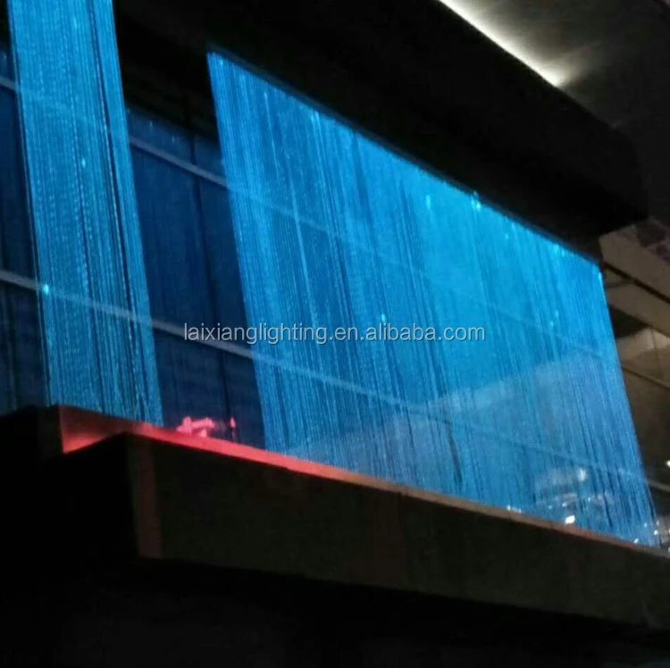 Colorful waterfall optical fiber curtain lighting decoration made from sparkle glowing optical fiber