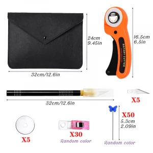 Complete Leather Patchwork round hob carving knife Punch two color cloth ruler Tools Leather Craft Tool Sets