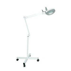 Concise Home Beauty Salon Hair Care Tattoo Nail Light Use 5X LED Wheel Rolling Standing Magnifying Lamp