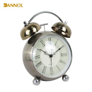 Copper Finishing Semi-Ball Shaped Round Glass Twin Bell Alarm Home Deco Table Clock