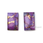 Copper Purple Turquoise Rectangle Shape Flat Back Loose Gemstone