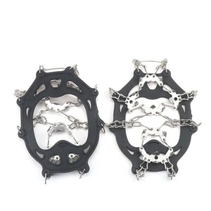 Crampons Ice Snow Grips Traction Cleats Shoes Grips with Anti Slip 19 Teeth Stainless Steel Spikes Shoes Safe Protect Crampons