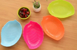 Creative fashion candy plate melon seeds snack plate can be printed logo, multi-color leaf shape fruit plate