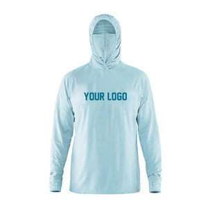 Custom Bamboo Friendly Recycled Material UV UPF50+ Moisture Wicking Mens Hoody Long Sleeve Fishing T Shirts with mask