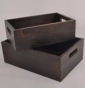 Custom black painted vintage wooden crates with handle