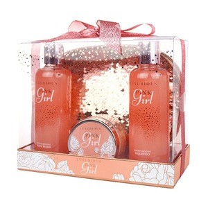 Custom Flower fragrance pvc bag box spa bath and body gift set
