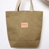 Custom High Quality Reusable Cotton Canvas Shopping Tote Bag with Handles Khaki