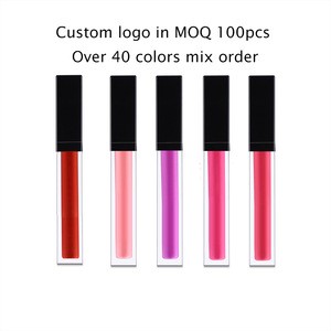 Custom Logo in 100pcs Liquid Velvet Matte LipGloss Glaze Palette Private Label Lip Gloss 40 Colors