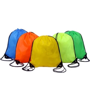 Custom Logo Printed Polyester Drawstring Bag Gym Training Gift Polyester Waterproof Drawstring Bag QSI-BP-02