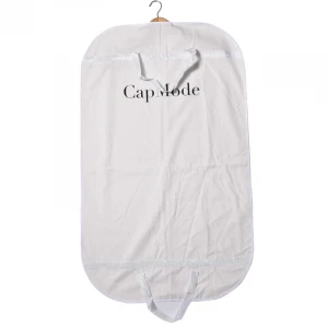 Custom Logo Suit Cover Canvas White Cotton Fabric Garment Bag