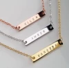 Custom Personalized Gold Engraving Name Number Date Bar Necklace