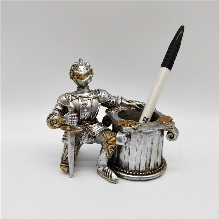Custom Souvenir Resin Medieval Ancient Armor Warrior Knight Pen Holder