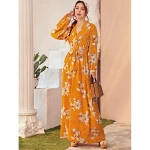 Custom Summer Floral Maxi Dress Holiday Female Casual Long V-neck dress