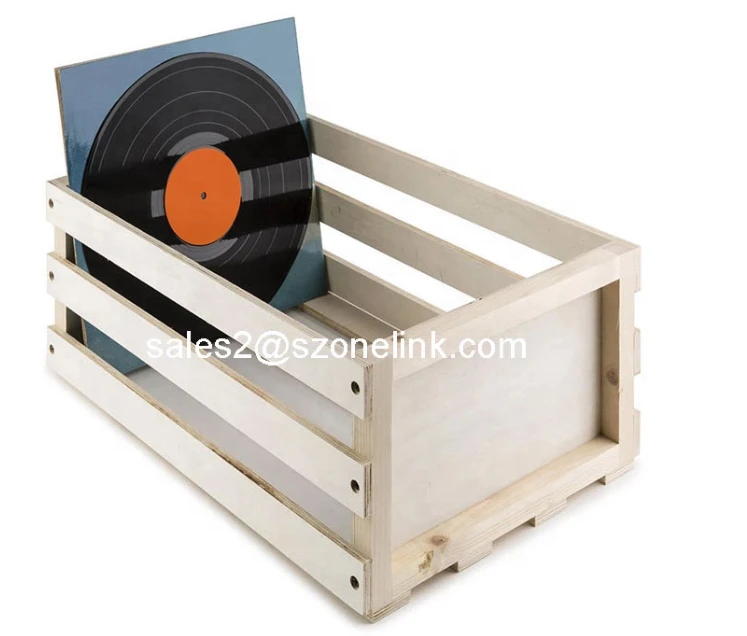 Custom wooden crate lp vinyl record storage holder specially for turntable