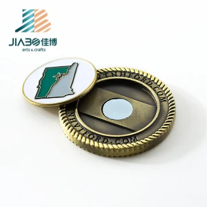 customised bronze soft enamel flag zinc alloy 3d metal rope edge golf magnetic coin marker