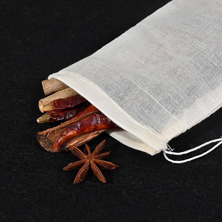 Customized packing fabric pouch small drawstring bag cotton muslin organic tea bags