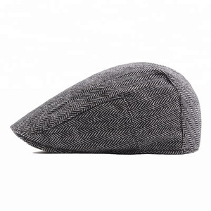 Cut and Sewn Tweed Ivy Caps Winter Beret Hat Cabbie Flat Top Ivy Cap for Men