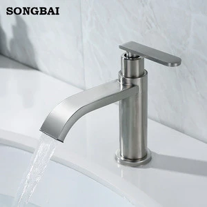 Deck Mounted Single Hand Service Brush Nickel 304 Stainless Steel Cold Wash Hand Vessel Vegetable Sink Square Faucet Basin Bidet