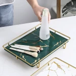 Decoration Home Bathroom Marble Shower Tray Colorful White Black Food Marble Serving Tray