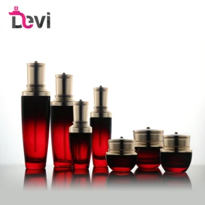Devi Luxury Black Red 20ml 30ml 50ml Glass Cream Jar with Aluminum Cap Cosmetic Jar Packaging Bottle Set