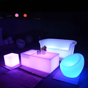 Discounted led plastic lounge party glow light indoor patio bar furniture set