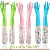 Dishwashing Rubber Plus Velvet Wash Clothes Rubber Latex Kitchen Housework Sleeves Plastic Cleaning Long Cleaning Gloves