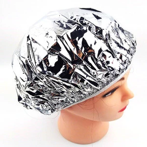 Disposable Salon Waterproof Shower Cap Heat Insulation Aluminum Foil Hat Elastic Bathing Cap for Women Hair Salon Bathroom