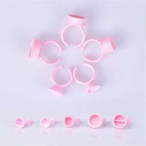 Disposable White/Pink Permanent Makeup Pigment Tattoo Ink Ring Cup for Finger with S, M and L