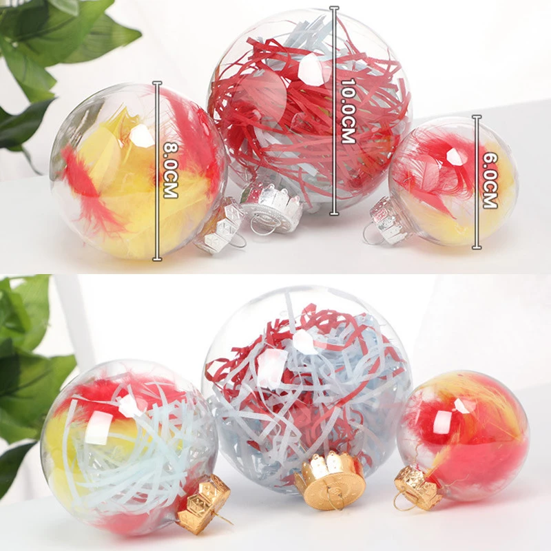 DIY Christmas Tree Hanging Ball Transparent Acrylic Ball Clear Plastic Ball Ornament Gift Package Supply