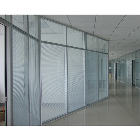 Double Glass Partition Office Divider Glass Partition Wall With Shutter And Blind