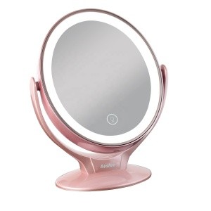 Double-Sided Led Makeup Mirror - Lighted Vanity Makeup Mirror with light; 1x/7x magnification 360degree magnifying mirror