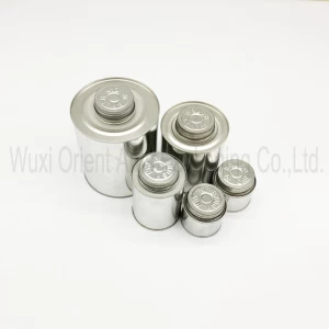 Empty Glue tin Cans, Cone Top PVC tinplate Cans with Hair Ball Metal Screw Cap