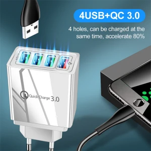 Eonline New Original Travel Home Wall USB Charger for Mobile Phones Multi-ports 4 USB Fast Charger Quick Charge 3.0