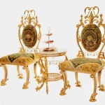 European Palace Luxury Home Wedding Hotel Dining Chair Gold-plated Copper A Set Of Leisure Chair