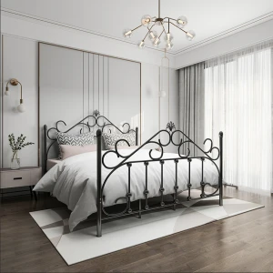 European-style iron art fashion modern minimalist iron art 1.5 / 1.8 / 2.0 m double bedroom set bed