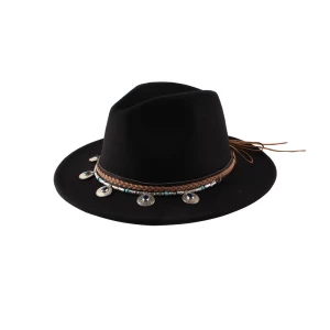Explosion style jazz top hat autumn and winter England retro felt hat female tide belt buckle woolen hat