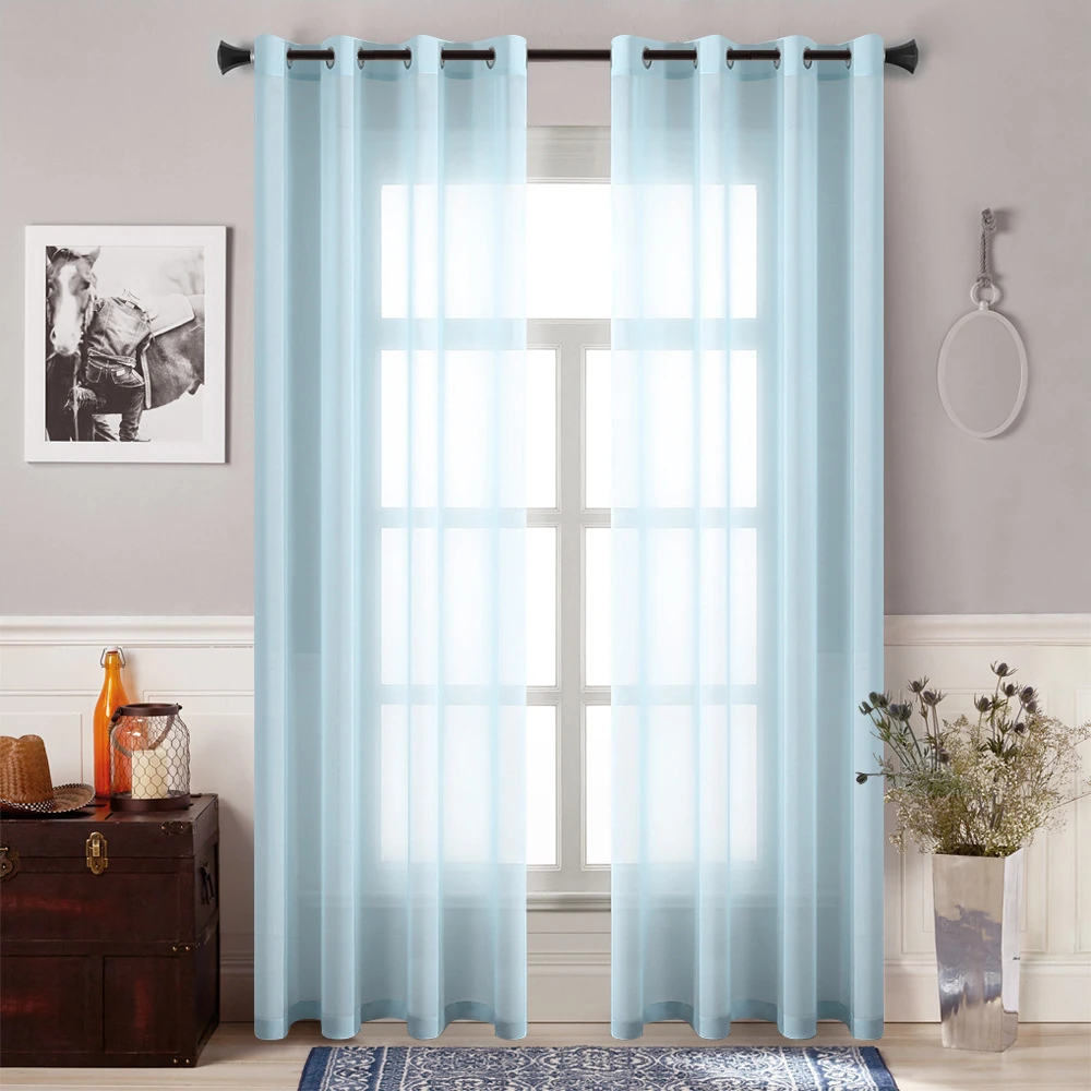 Factory direct sale chiffon ready goods sheer curtain solid translucent sheer curtain