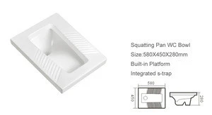 Factory direct supply ceramic porcelain squatting pan squat toilet without fender