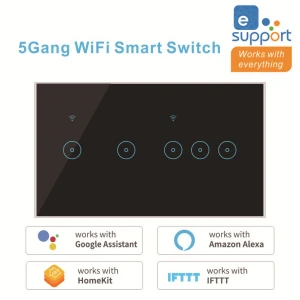 Factory price 4/5/6 gang Tuya/Ewelink wifi Smart Remote Wall Switch work with Google and Amazon