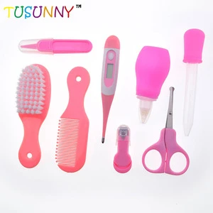 factory price childproof care pink color safety hair brush set baby grooming kits for wholesale