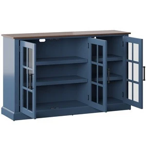 Factory price wholesale kitchen dining room hallway blue painted wood modern wide sideboard
