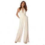Fansion Autumn Halter Dress Party Dress V-neck Jumpsuit Piece Pants Sleeveless Woman Girl Dress