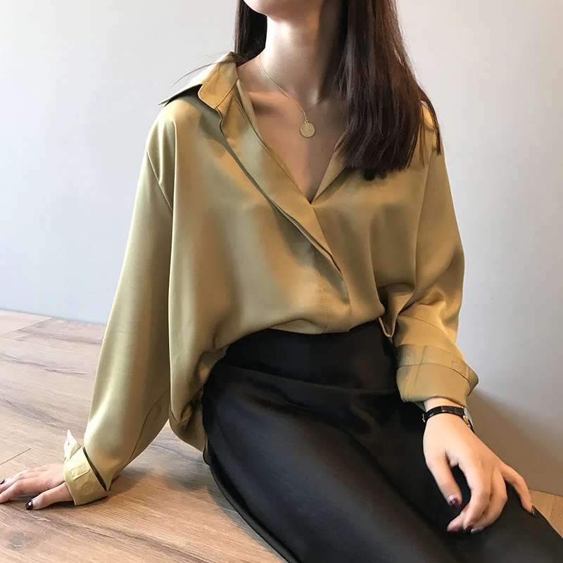 Fashion Long Sleeve Women Blouses Solid Ladies Office Shirt Casual Tops