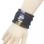Fashion Lucky Natural beads Adjustable Lava rock stone Bracelets with 8mm beaded bracelets