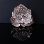 Fashion luxury jewelry gold colors flower design crystal metal brooch for women