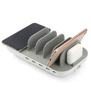 Faster wireless Charging Station, Hometall 5-in-1 Multiple Phone charging Dock Stand with 4 USB