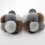 Faux fur slippers baby fur slippers fox fur