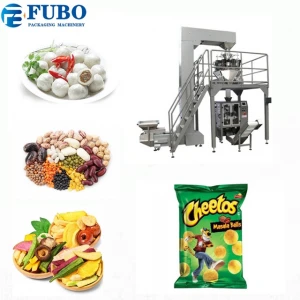 FBV-420 VFFS pillow bag puffed food fried chips pop corn processing monoblock packaging line with weighting scales